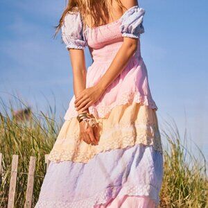 LoveShackFancy Capella dress in Ambrosia Garden / Rainbow tiered ruffle, XL